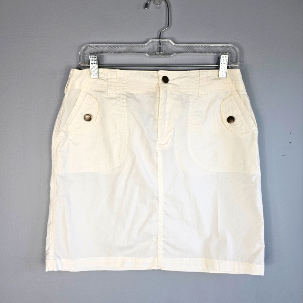 Boston Proper White Cotton Blend Mini Skirt Size: 6